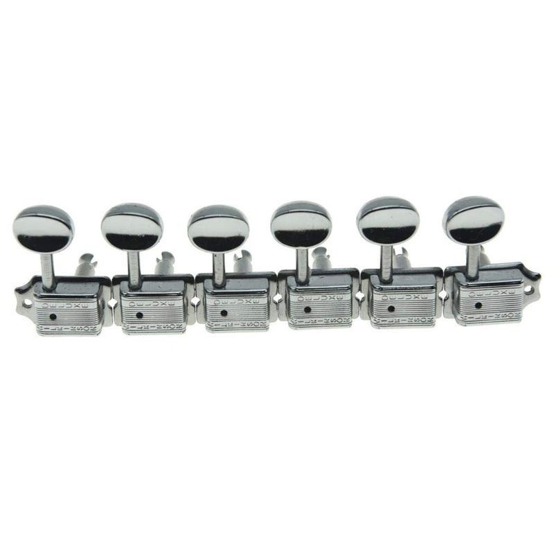 Wilkinson Deluxe 6 Inline Vintage Guitar Tuners with Split Post Guitar Tuning Keys Peg Machine Heads for Strat/Tele Guitars Chrome - Image 2